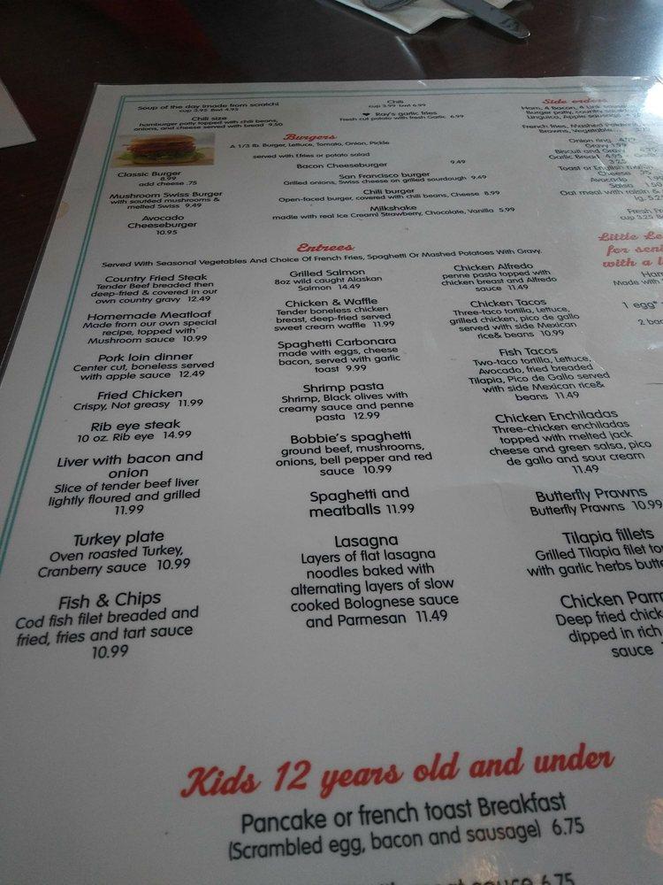 Menu at Norman's Grill restaurant, Castro Valley