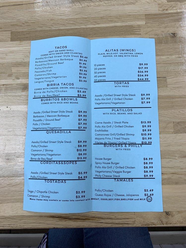 Menu at Salsa Taqueria & Wings restaurant, Brookhaven