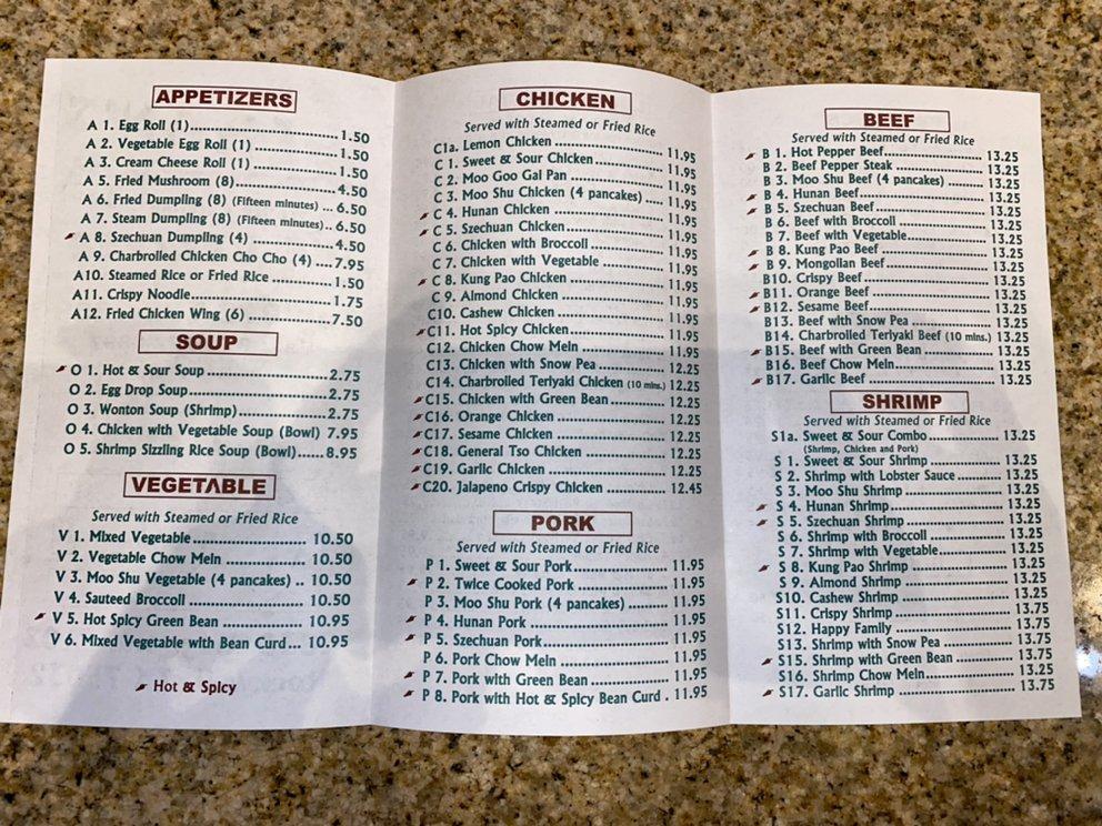 Menu at Van Chans Chinese Restaurant, Rockwall