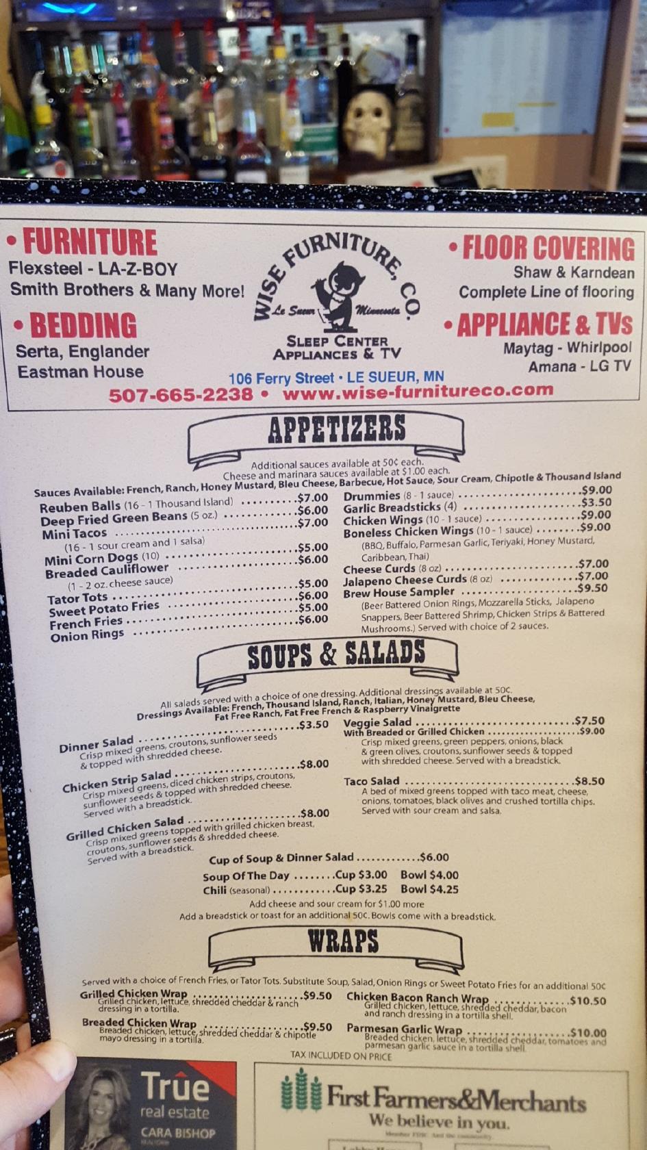Menu at The Bar & Grill, Le Sueur