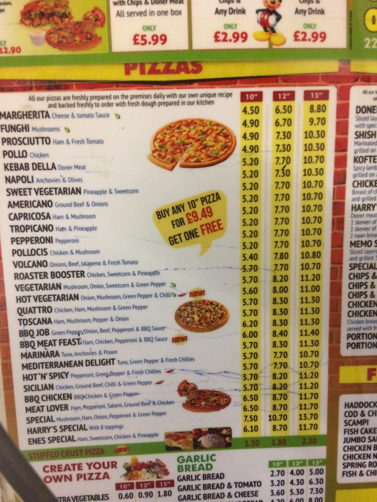 Menu At Harrys Pizza Pizzeria Sheffield