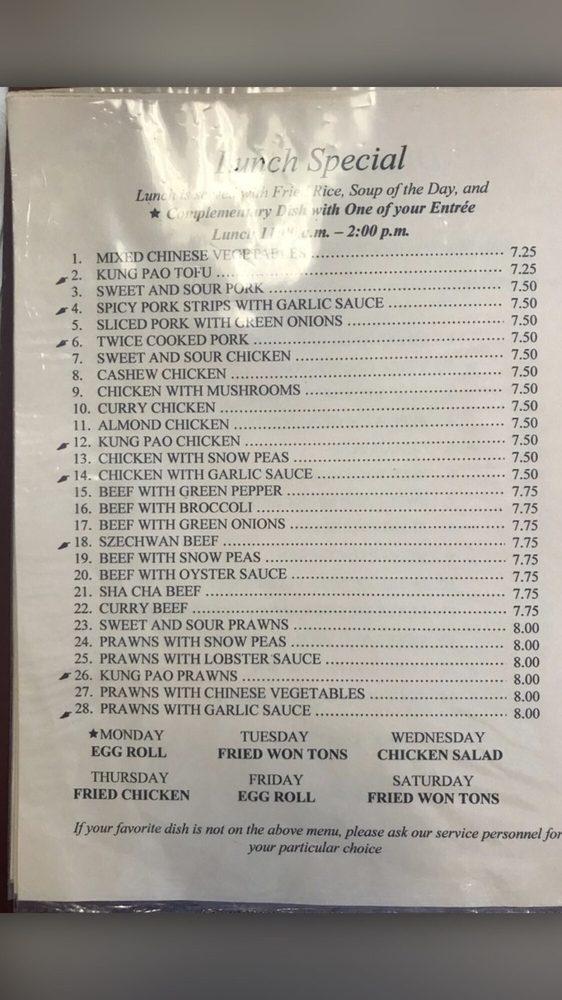 Menu at Canton Restaurant, Scotts Valley, Scotts Valley