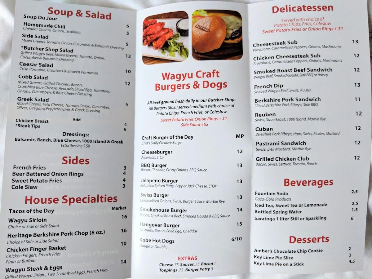 Menu at Jimmy P's Charred Bonita Springs steakhouse, Bonita Springs
