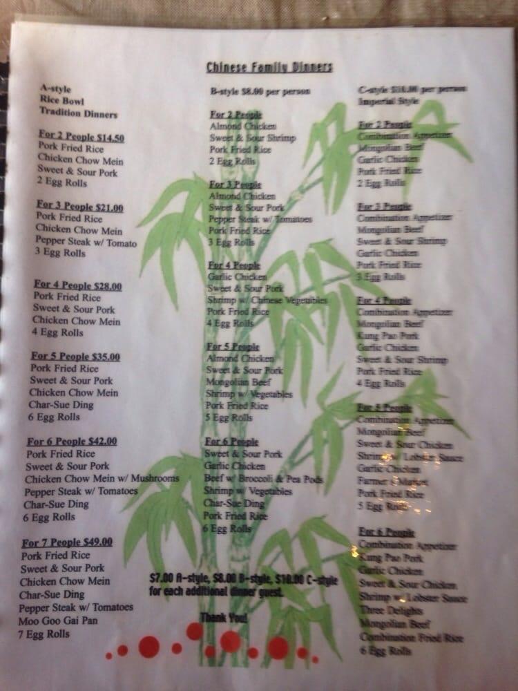Menu at Rice Bowl Restaurant, Angola