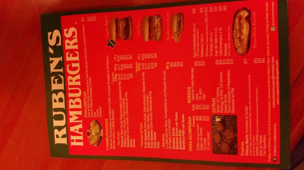 Carta Del Restaurante Ruben's Hamburgers, Ciudad Del México, Av. Isaac ...