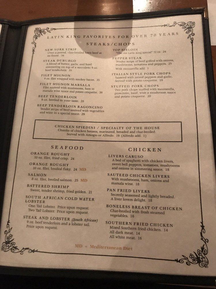 Menu at Latin King Italian Dining restaurant, Des Moines