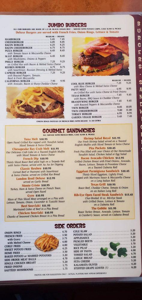 Menu at Brandywine Diner restaurant, Wilmington