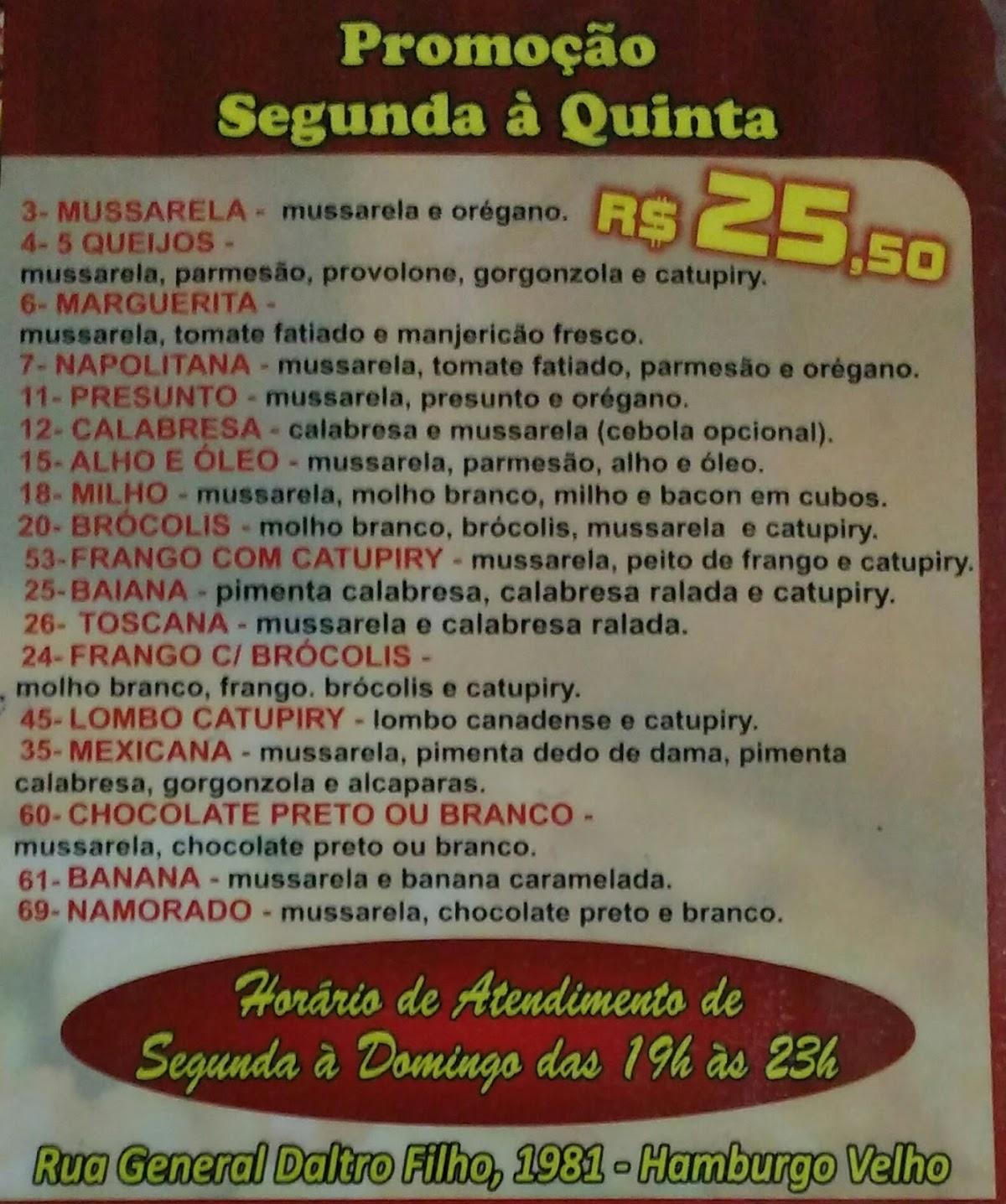 Menu Em Casa Das Pizzas Nh Pizzaria Novo Hamburgo