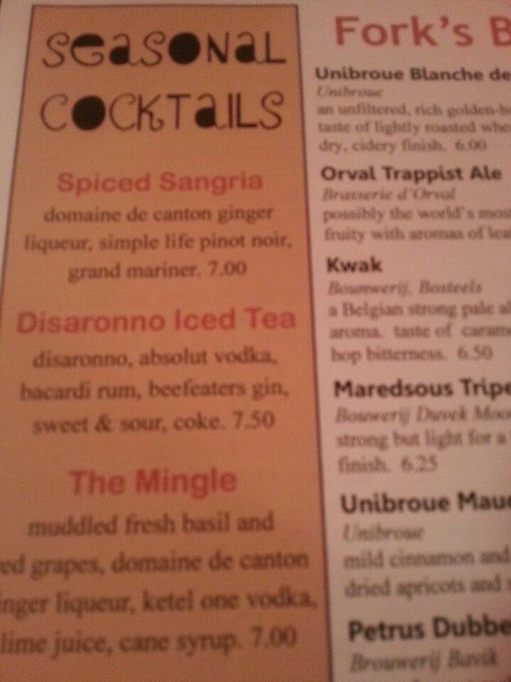 Menu at Fork in the Road Restaurant, Mukwonago
