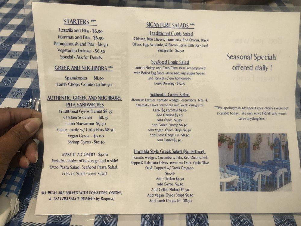 Menu at Fresh From Yianni's Kitchen Ponte Vedra restaurant, Nocatee