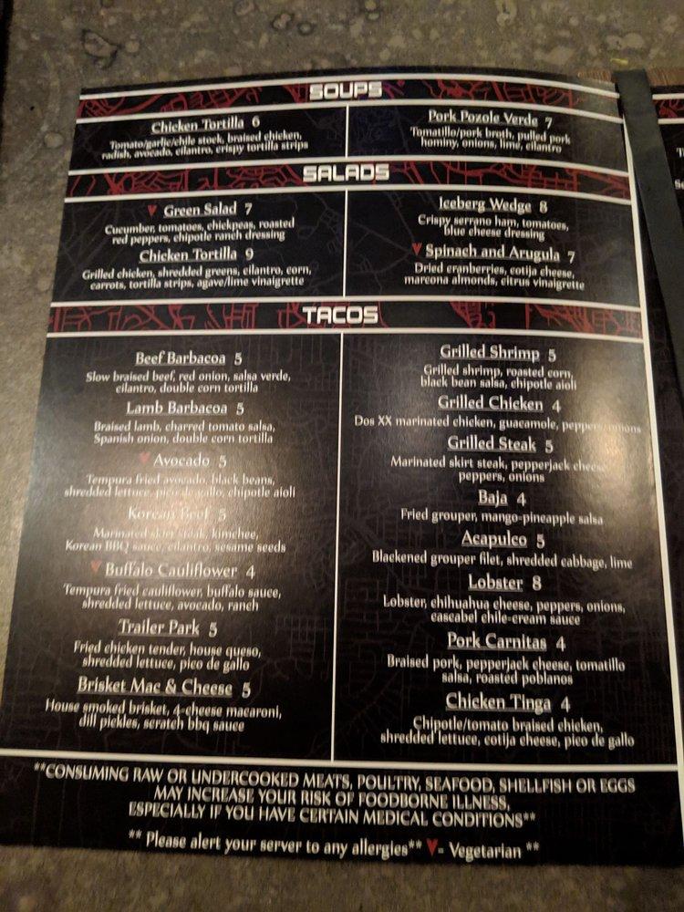 Menu at Bar.bacoa, Atlanta