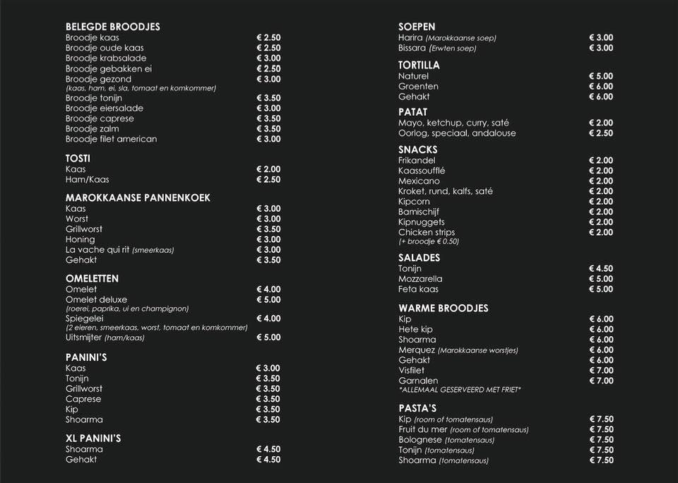 Speisekarte von Cappuccino, Amsterdam, Sierenborch 14B