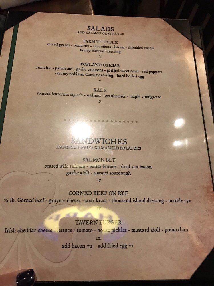 Menu at O'Neil's Tavern & Grill restaurant, Steamboat Springs
