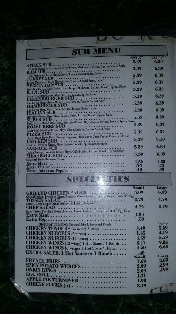 Menu at Jesse's Pizza & Hot Subs restaurant, Laurinburg