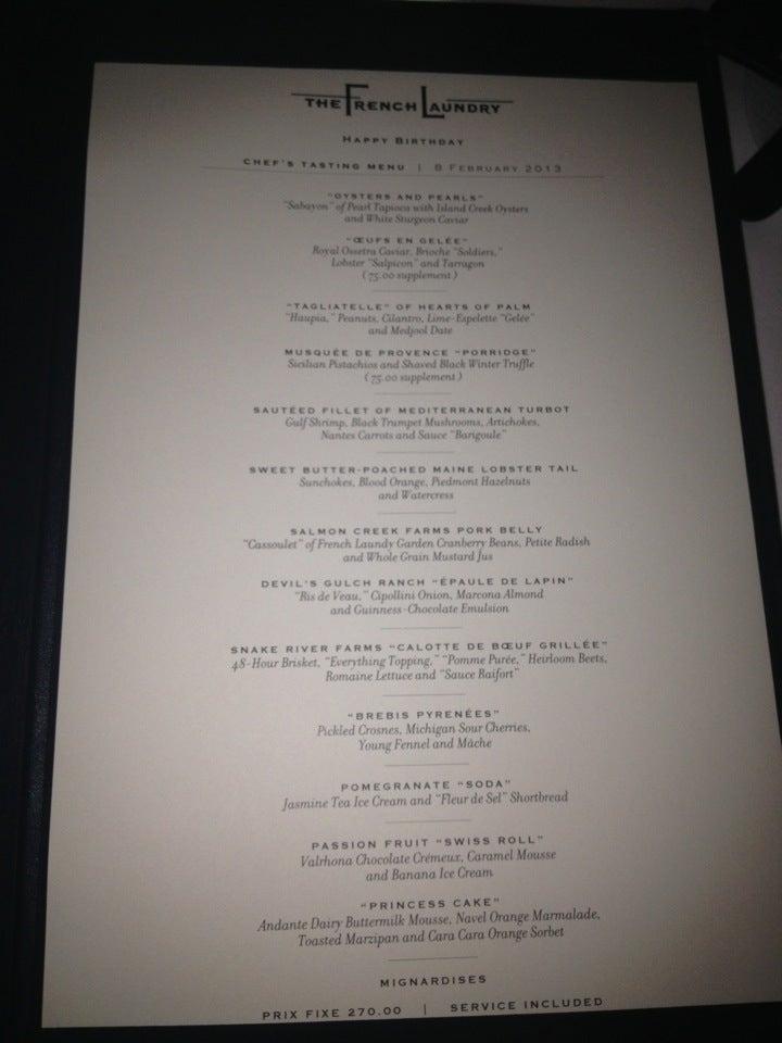 Menu At The French Laundry Restaurant Yountville   R556 Menu The French Laundry 