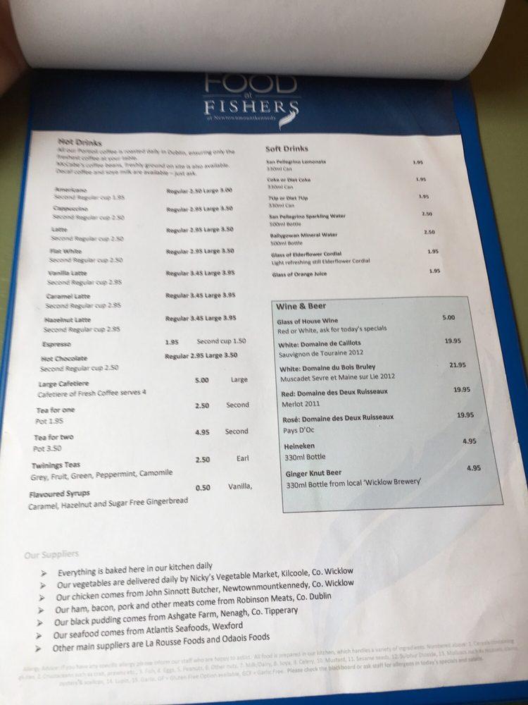 Menu at Food at Fishers Ltd cafe, Newtown Mount Kennedy