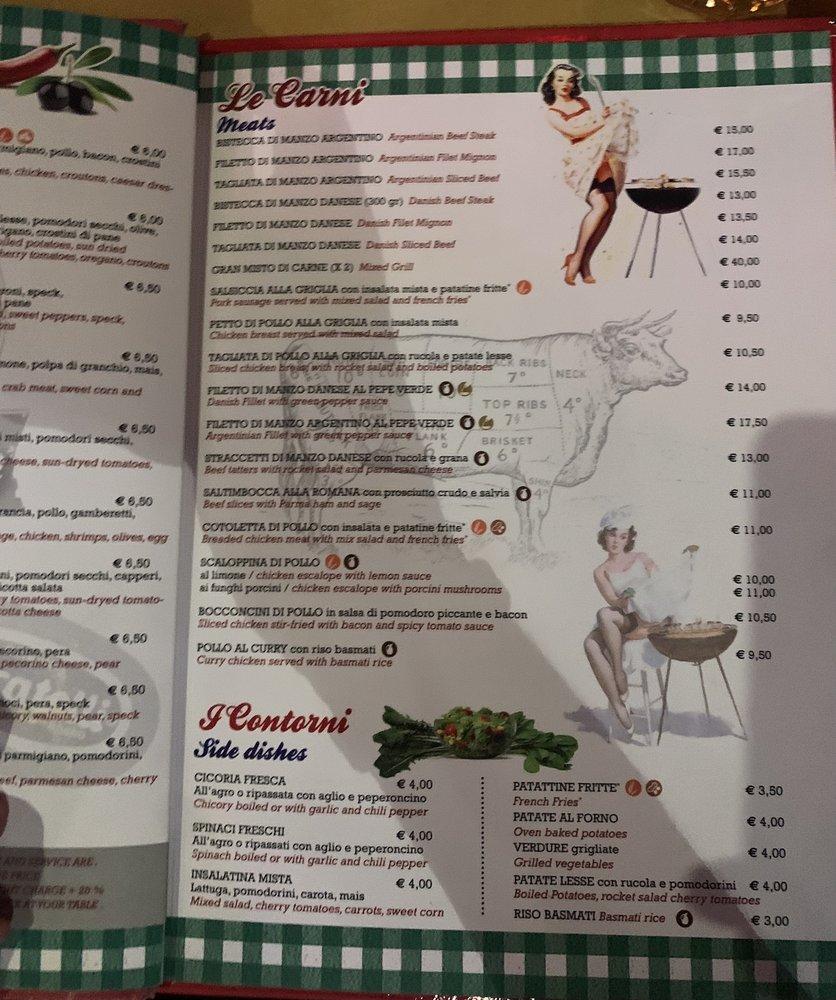 Carta de La Base Ristorante, Roma
