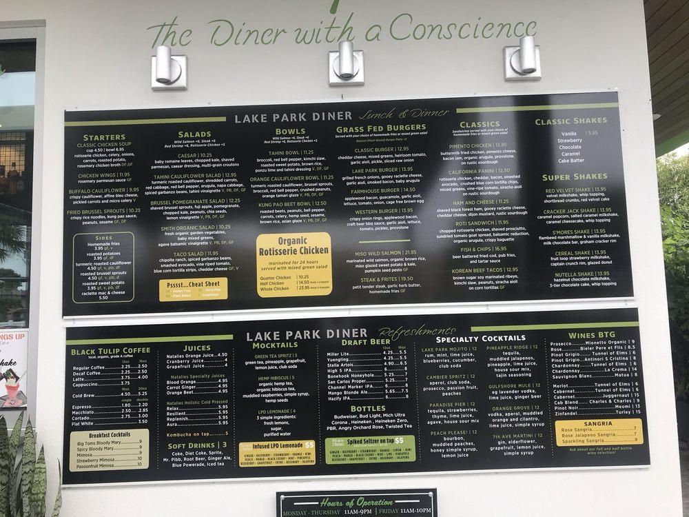 Menu at Lake Park Diner restaurant, Naples