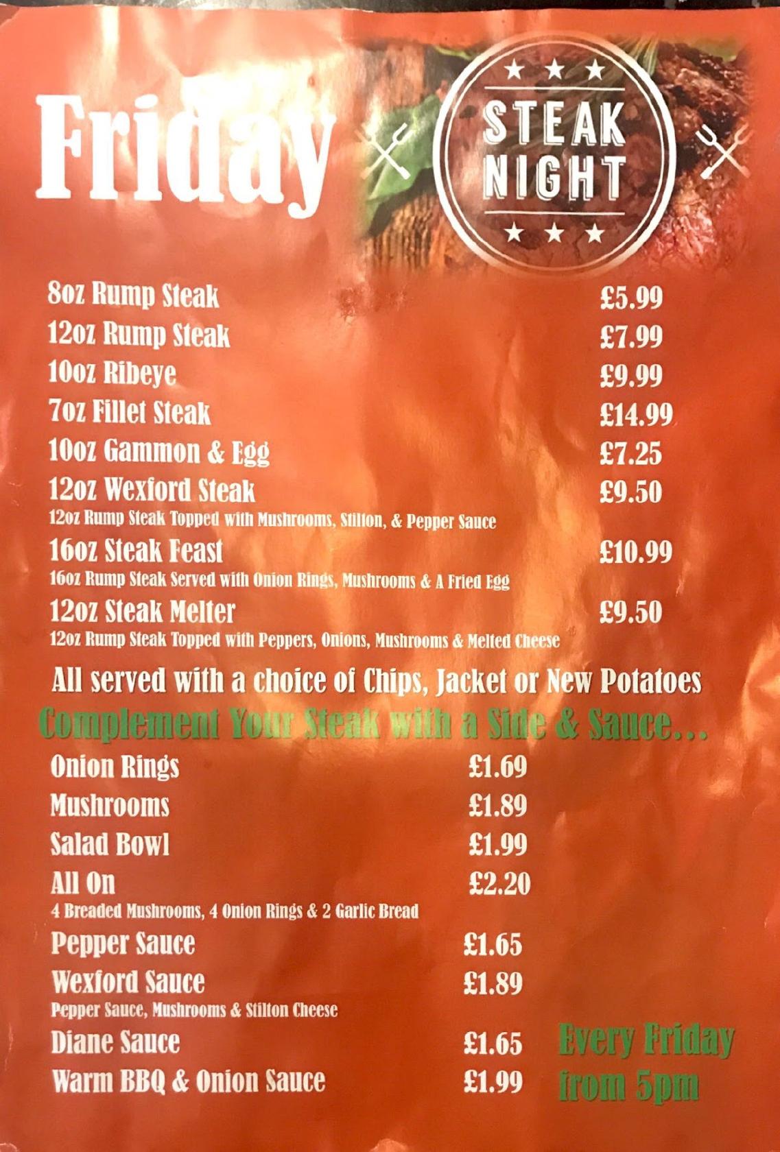 Menu at The Broomhill Inn pub & bar, Nottingham, Broomhill Rd