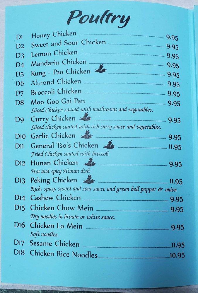 Menu at Peking Garden restaurant, Larned