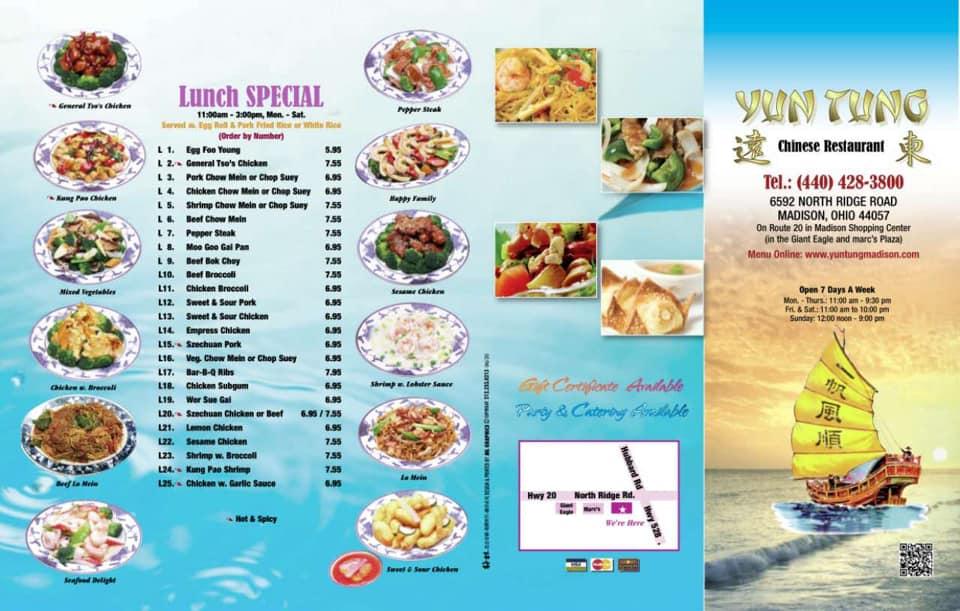 Menu at Yun Tung Chinese Restaurant, Madison