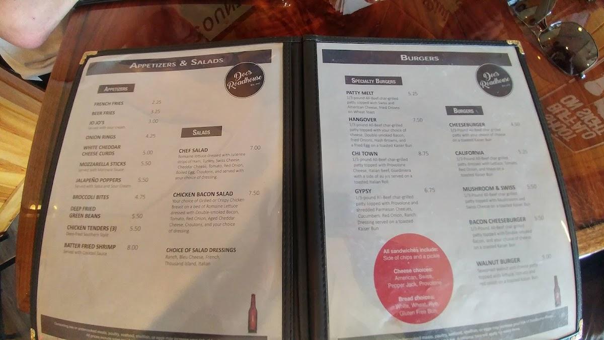 Menu at Doc's Roadhouse Bar & Restaurant, Ettrick