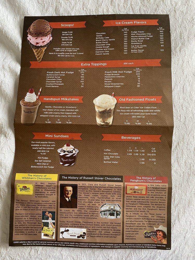 Menu at Russell Stover Chocolates desserts, Owatonna
