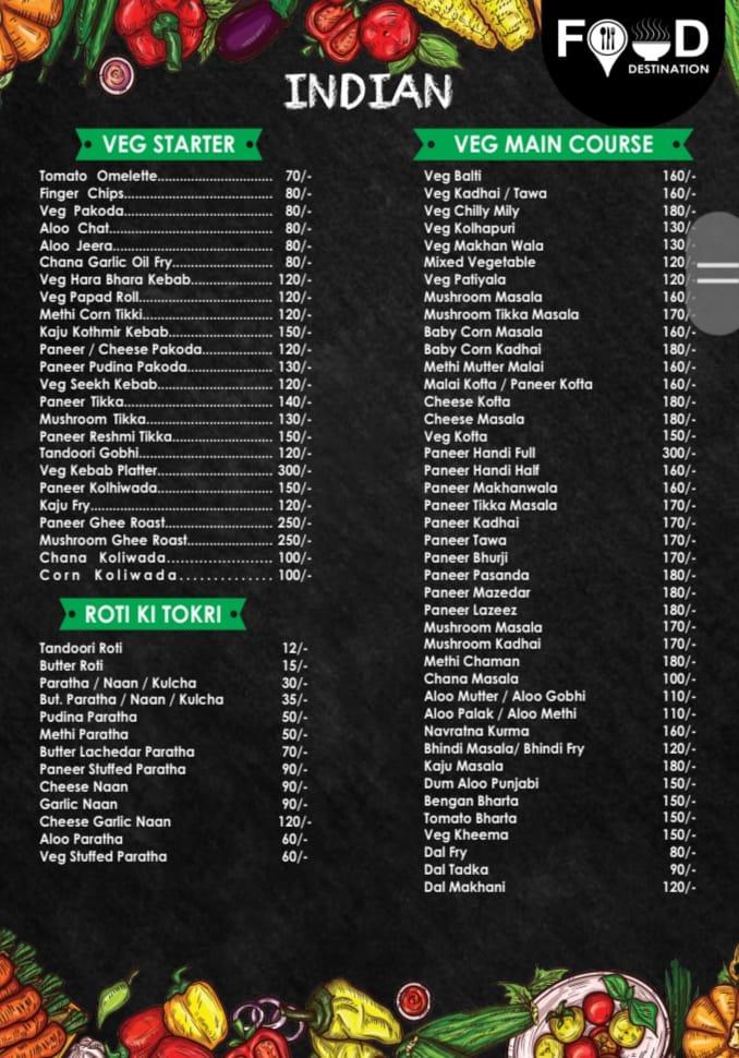 Menu at FOOD DESTINATION, Nala Sopara