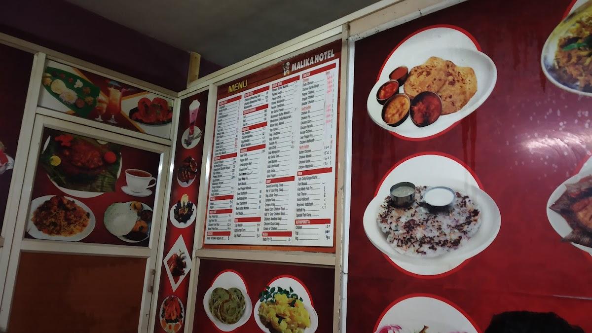 Malika Hotel menu