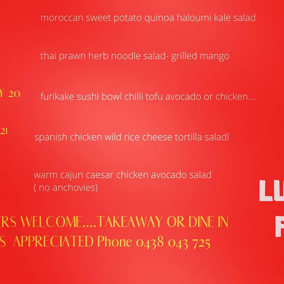 Menu at Ceduna's Blue Dolphin restaurant, Ceduna