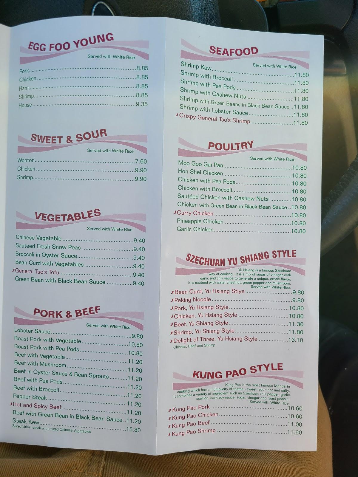 Menu at Kam's Cuisine Chinese Restaurant,