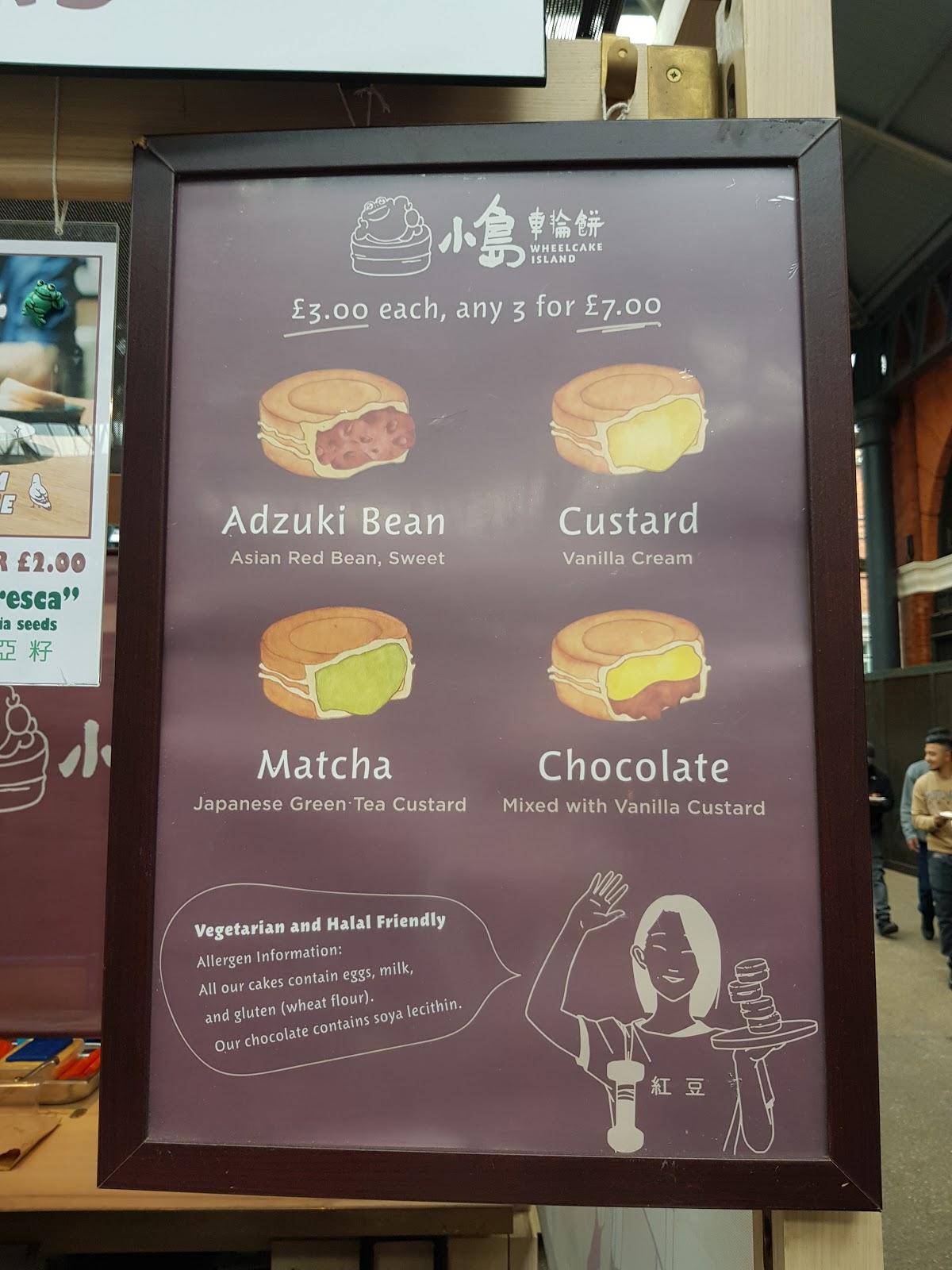Menu at Wheelcake Island desserts, London, 16 Horner Square