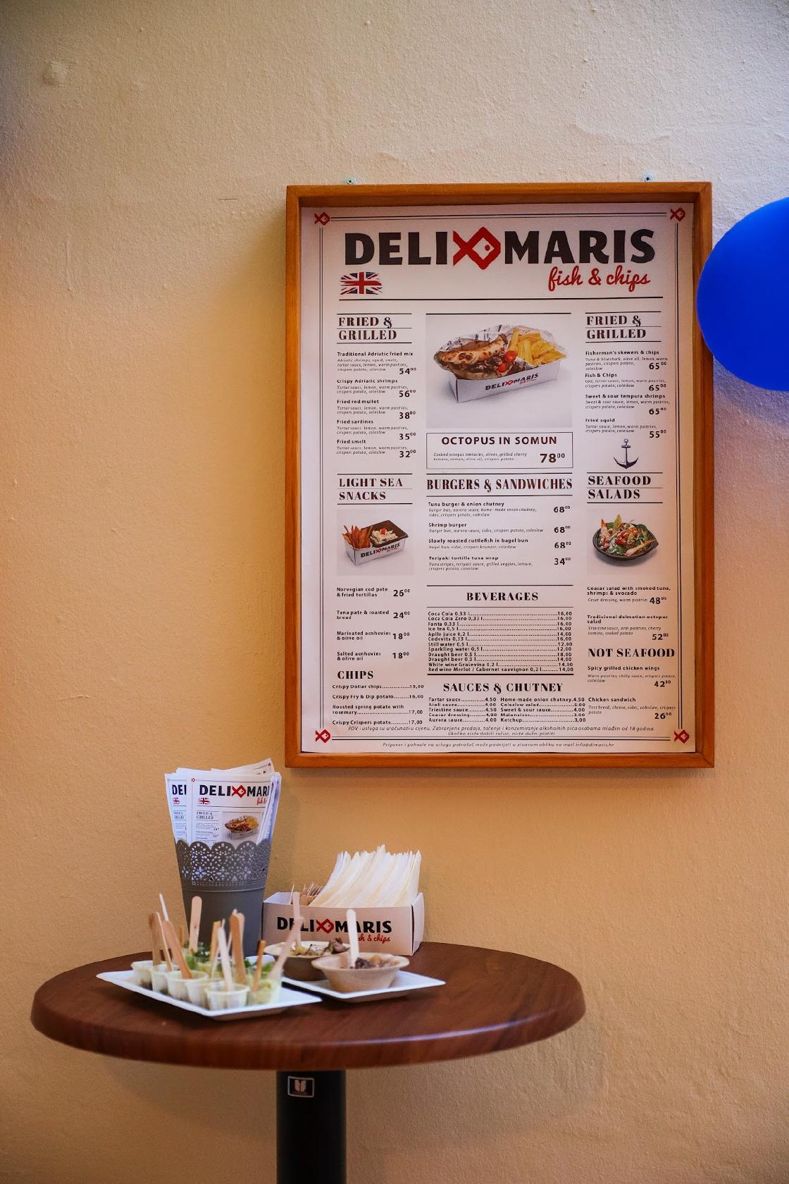 Menu at DELIMARIS Fish&Chips restaurant, Zadar