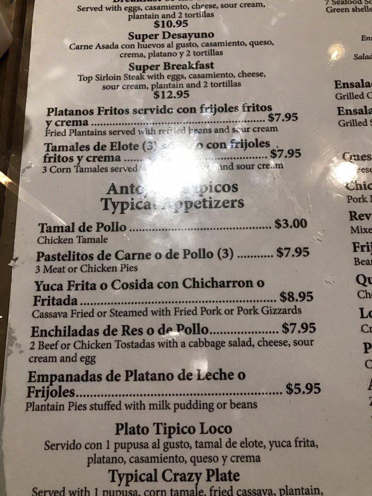 Menu at La Caravana Salvadorian Restaurant, Pasadena