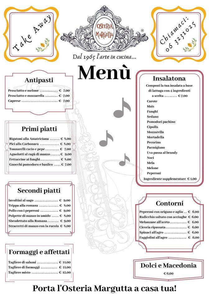 Menu di Osteria Margutta 