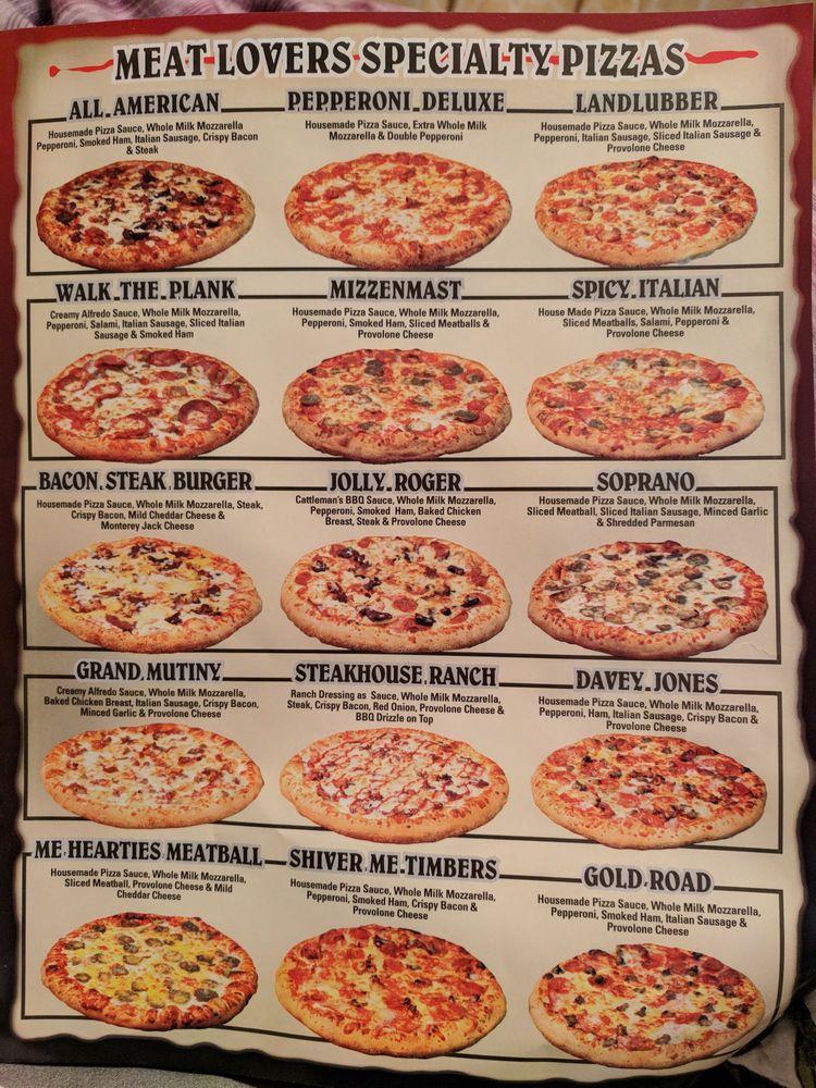 Menu at Pizza Pirates pizzeria, Ontario, E Philadelphia St #108