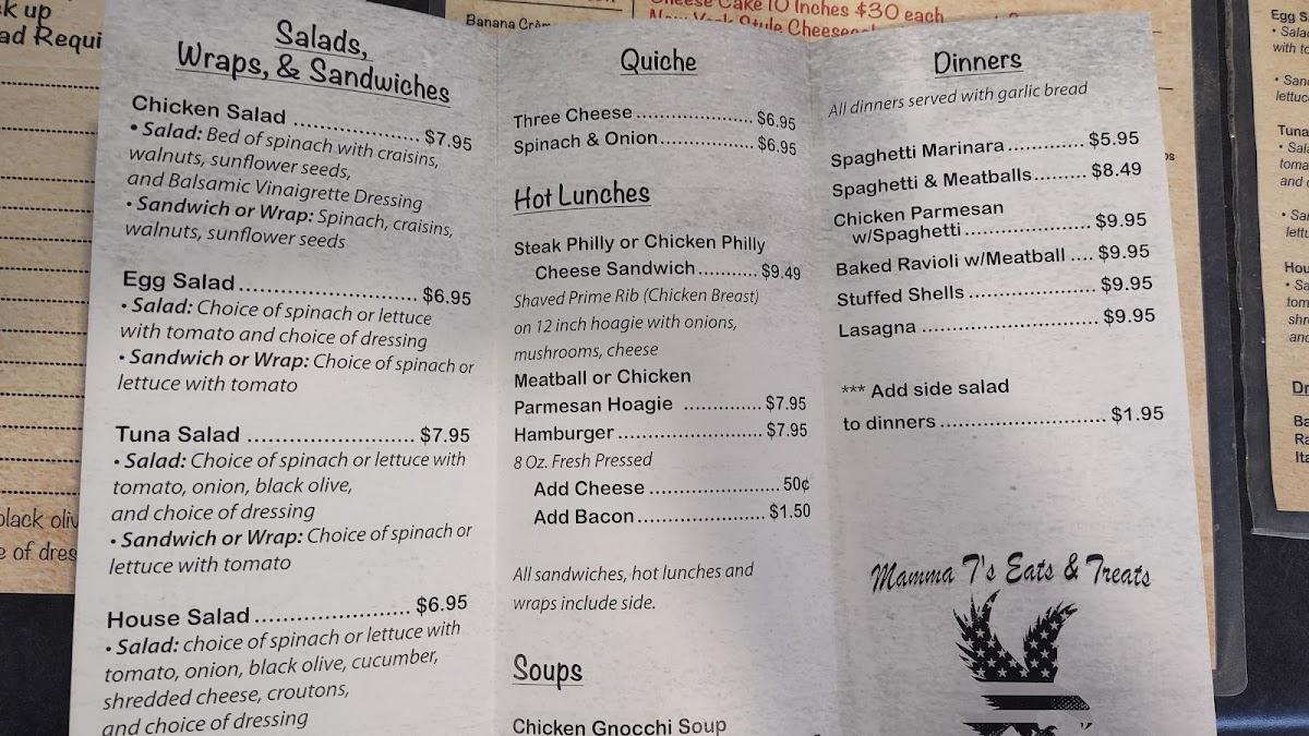 Menu at Mamma T's Eats and Treats restaurant, Greeneville