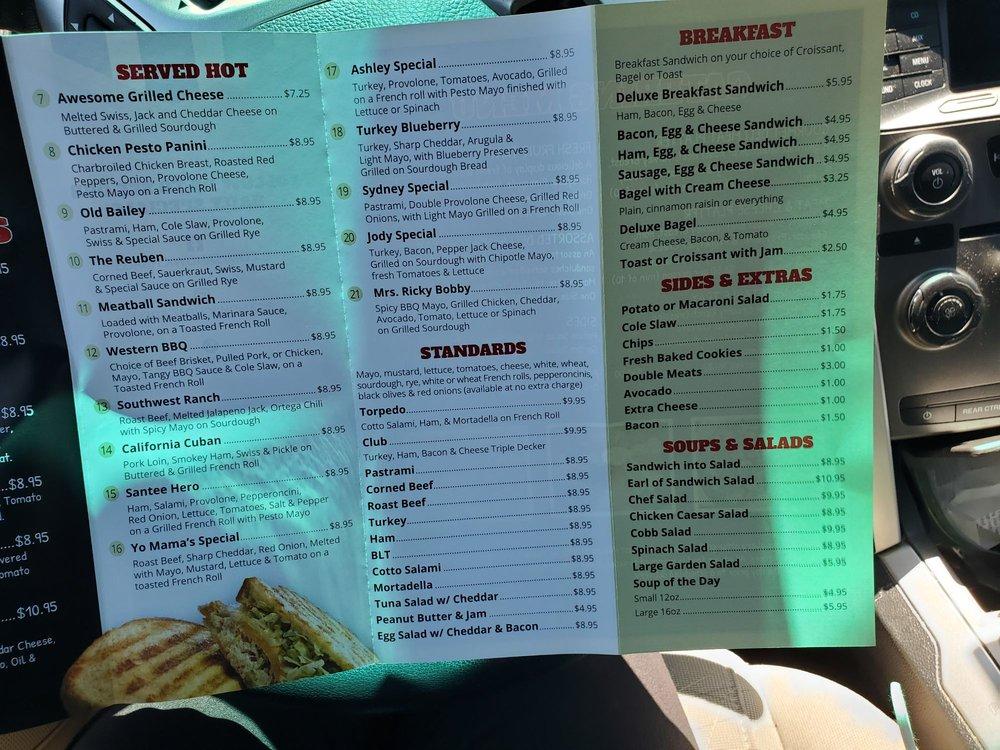 Menu at Sandwich Bags Deli and Catering restaurant, Santee