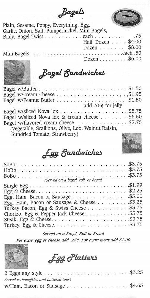Menu at Gino's Bagels restaurant, Orangeburg, 331 Route 303