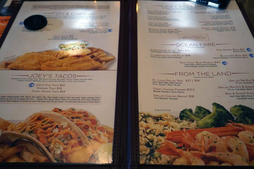 Menu At Joeys Seafood Restaurants Prince George