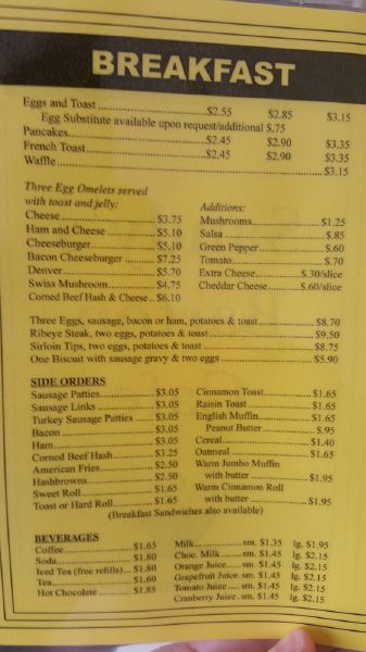 Menu at Sandy's Barton Cafe, West Bend