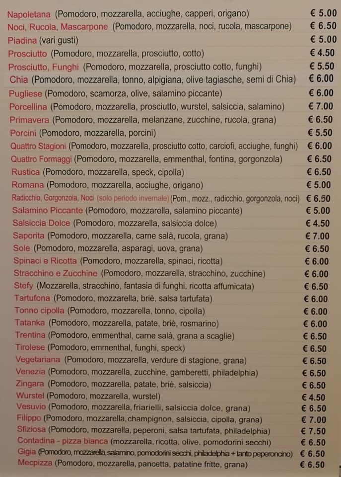 Menu di ARTE PIZZA 