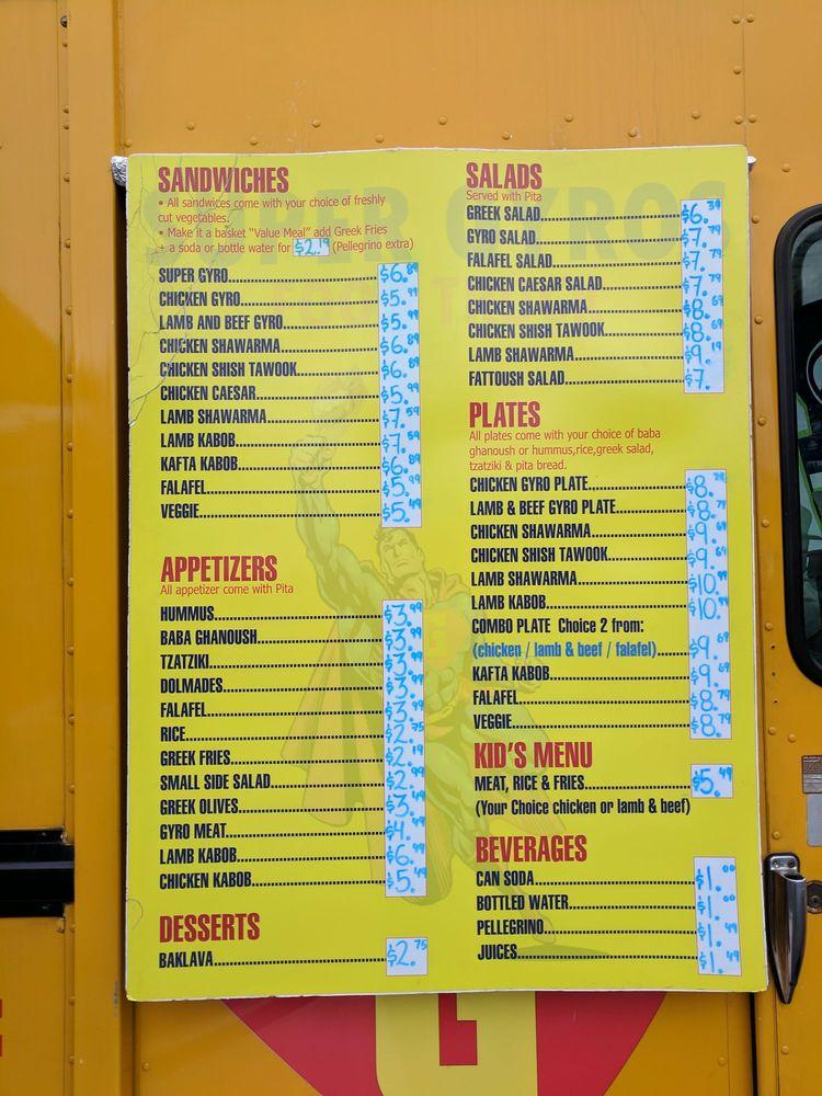 Menu at SUPER GYROS restaurant, Kirkland