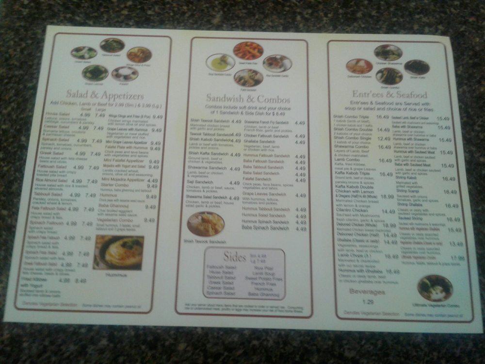 Menu at Famous Shawarmas restaurant, Westland