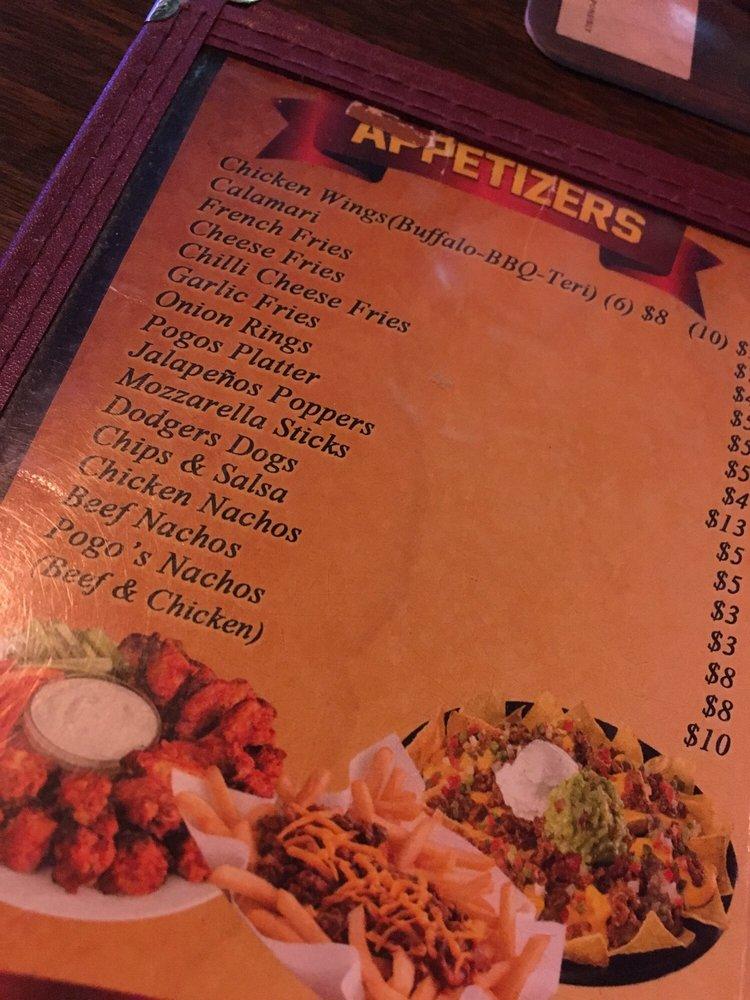 Menu at Pogo's pub & bar, Los Angeles