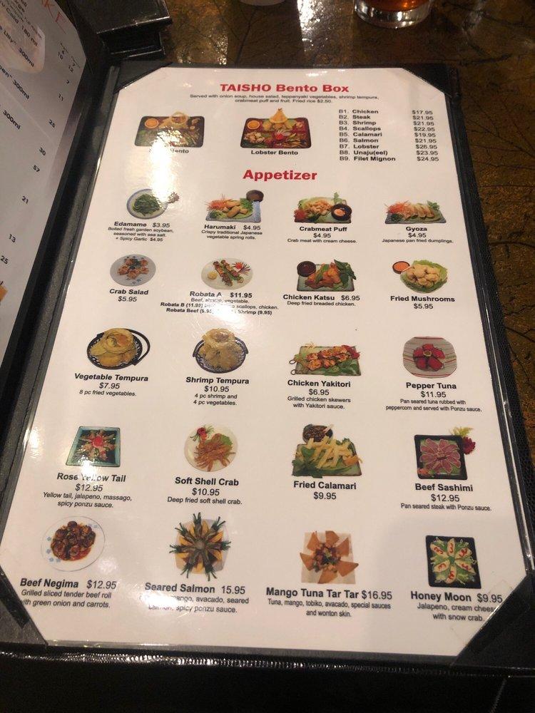 Menu at Taisho Japanese Grill and Sushi Bar, Cypress