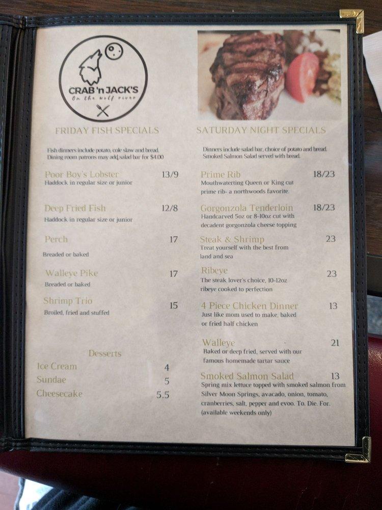 Menu at Crab n Jack's pub & bar, USA
