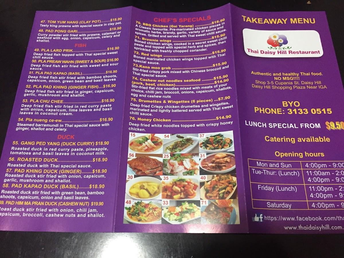 Menu at Thai Daisy Hill Restaurant, Daisy Hill