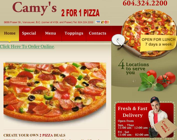 Order Camy's Pizza (Vancouver) Delivery【Menu & Prices