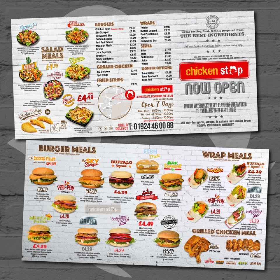 Menu at Chicken Stop restaurant, Dewsbury